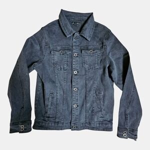 Sean John Denim Trucker Jacket Button Front Long Sleeve Boys XL Black NWT